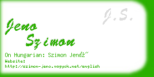 jeno szimon business card